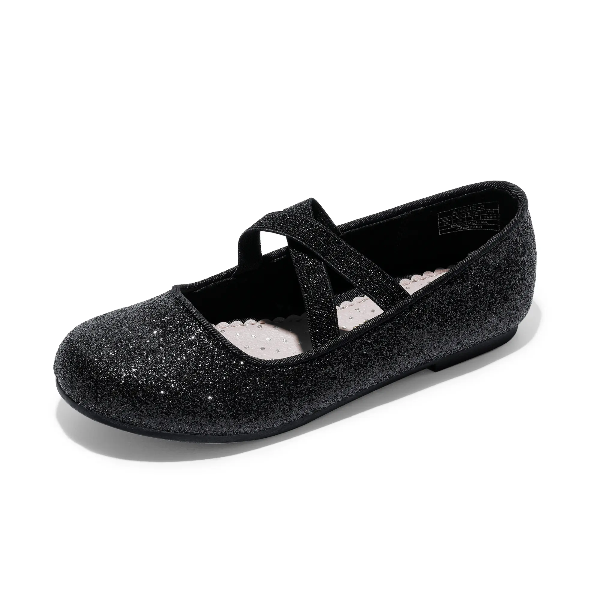 DREAM PAIRS KIDS Girl's Elastic Strap Rhinestone Ballerina Flats