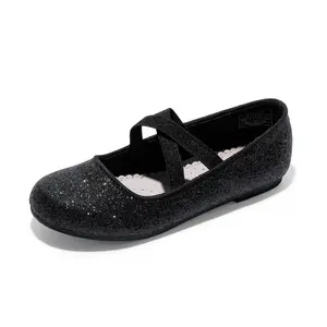 DREAM PAIRS KIDS Girl's Elastic Strap Rhinestone Ballerina Flats