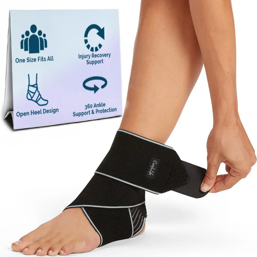 ComfiLife Orthopedic Ankle Brace for Men & Women - Adjustable Compression Wrap, Breathable Healthcare Support Sleeve for Plantar Fasciitis, Sprains, Sports, 1 Size