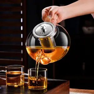 Transparent Long-spout Glass Teapot, Heat-resistant Teapot, With Removable 18/8 Stainless Steel Tea Infuser, Blooming Tea Pot And Loose Tea Maker, Suitable For Camping