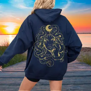 Witchy Medusa Hoodie No Pocket, Greek Mythology Unisex Sweatshirt, Mythical Snake Girl Power Pullover Pocket