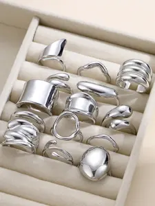 Irregular Geometric Design Cuff Ring, Elegant Casual Ring, Fashion Jewelry for Party, Daily Clothing Decor, Trendy All-match & Exquisite Jewelry for Birthday Gift