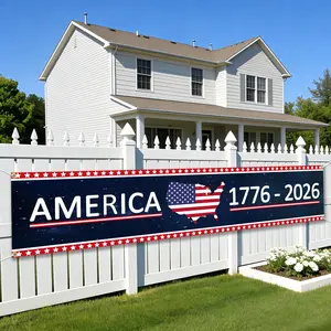A large 250th Anniversary banner (1776–2026), 250th Anniversary, American flag patriotic party supplies, for outdoor, indoor, yard, garden, porch, and lawn home decor