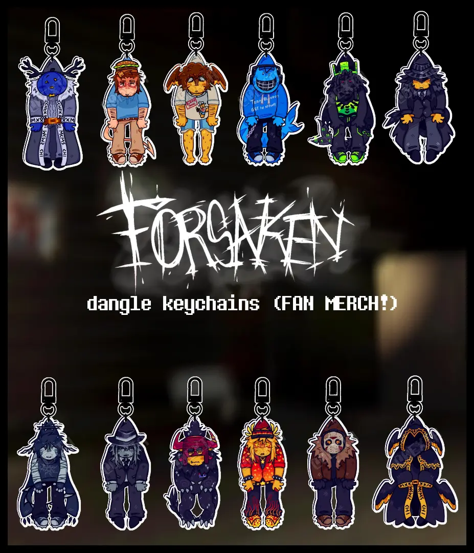 FORSAKEN Dangle Keychains, Dusekkar 007n7 Shedletsky Bluudud 1x1x1x1 Mafioso Two Time Chance Taph Mrdoombringer Etc, Cute, Durable, And Perfect For Bags, Keys, Or Gifts. Great For Daily Use Or As Thoughtful Little Gifts For Your Friends And Yourself.