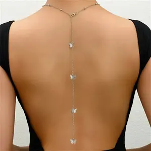 Stylish Minimalist Body Chain Accessory,Sexy Back Long Y-Necklace with Bow Pendant, perfect gift for friends and family