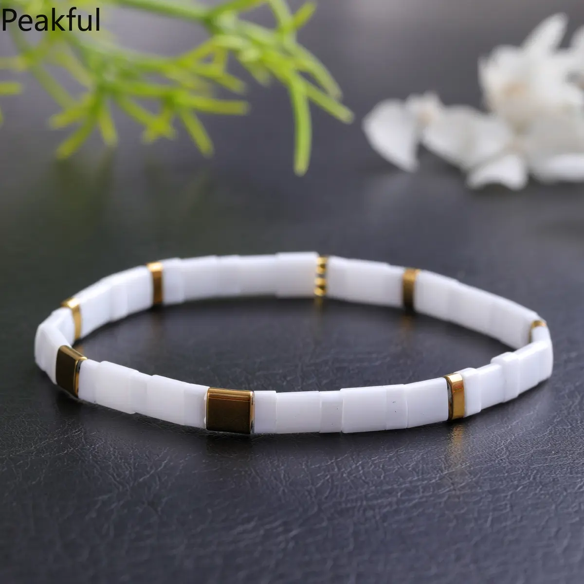 Handmade Boho Bracelets Vintage Tila Beaded Bracelets with Adjustable Chain Women's Fashion Jewelry Gift