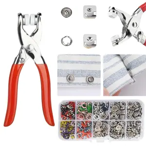 [No-Sew 100-Pack] Sparkly Rhinestone Metal Snaps Kit with Manual Pressure Pliers - Easy Install Fastener Snap Buttons for Clothing Hat DIY, Hand Pressure Clamp Tool Set for Damage-Free Seamless Fabric Crafting
