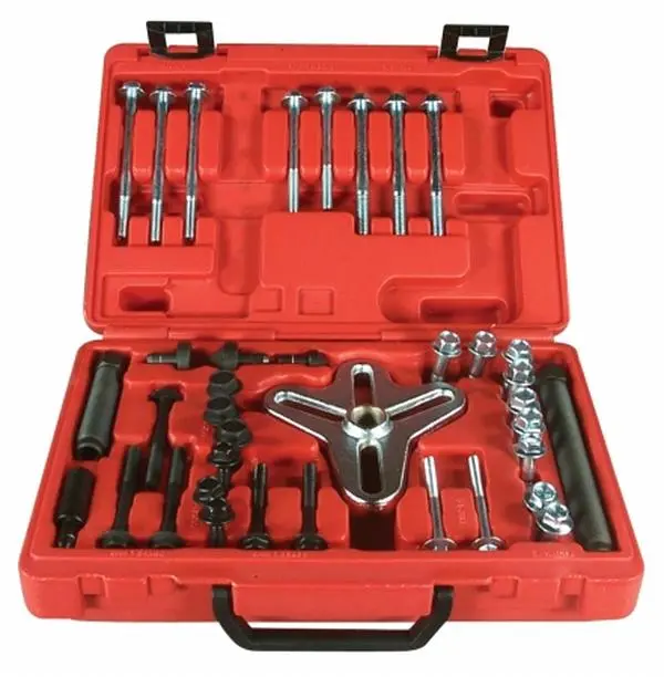 Astro 7846 Harmonic Balancer Puller and Installer Full Kit, 4-Way Slotted Yoke, 11 Sets of Washer Head Bolts, 3.75 in Size for 2-Cycle Motors, Automotive Repair Solutions, DIY Car Care