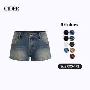 Cider Women's Low-Waisted White Denim Shorts with Classic Design
