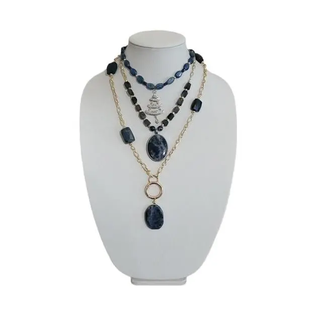 Iolite and Sodalite Layer Necklace set