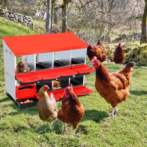 Chicken Nesting Boxes, 6/8/10 Hole Roll Away Nest Box with Removable Lid,  2 Layer Hen Nest Boxes for Chickens, Metal Egg Laying Box for Chicken Coops, Duck Coops and Hens