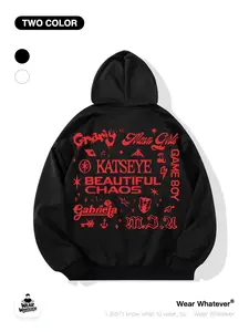 Fan Merchandise Beautiful Chaos Album Tour Print Loose Hooded Sweatshirt with Pocket, Casual Breathable Pullover Hoodie for Outdoor & Home Wear