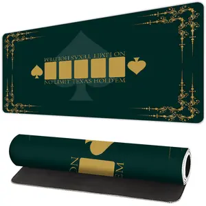 1pc, Texas Hold'em poker table mat, Smooth Rubber Surface Game Play Mat - Features a high-quality non-slip surface, green heart design, machine-washable and durable, ideal for home games and office use, Party Table Game