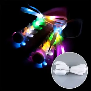 2Pcs LED Sport Luminous Shoelaces Glow Shoe Strings round Flash Light Shoelaces Batteries No Tie Lazy Shoe Laces Party Decor Jiayoufeihao