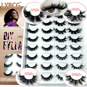 New 16Pairs Russian Volume Classic Cat Eye Artificial Mink False Eyelashes, Natural DD Curl Fluffy Faux Eyelashes, Cross Wispy Dramatic Volume Faux Mink Lashes Extension For A Natural Look dcur  llash  strips