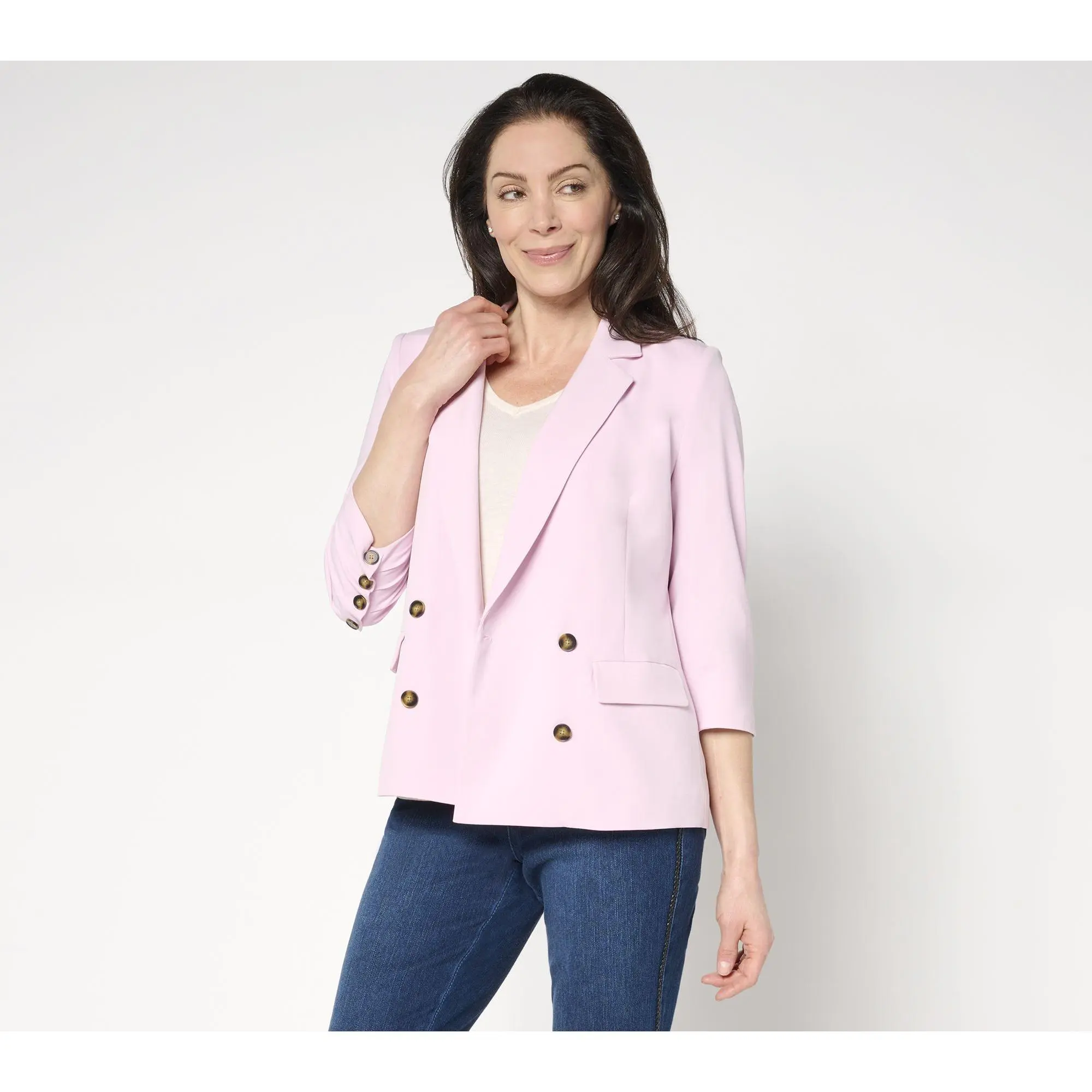 Studio Park x Amy Stran Ruched 3/4 Sleeve Blazer