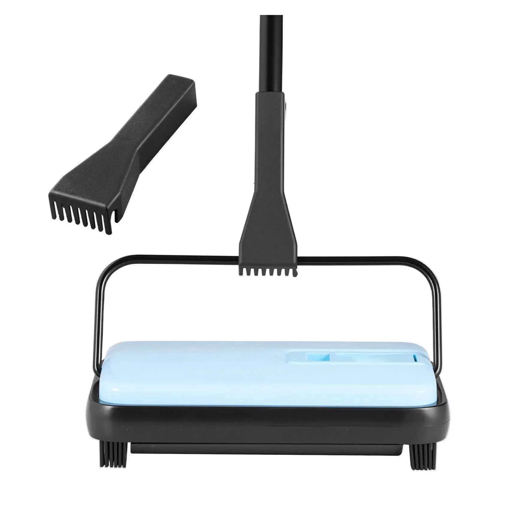 Carpet Sweeper Manual - Floor Sweeper with Dustbin - 6.7 Inch Width for Home Office Carpets & Pet Hair - Cordless, Lightweight Blue Black
