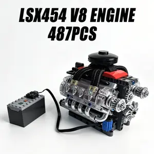 LSX454 V8 Car Engine Building Blocks Kit Simulated Gearbox Assembly Technical Bricks Toys Collection Ornaments For Boys Teens Adult Car Enthusiasts Gifts