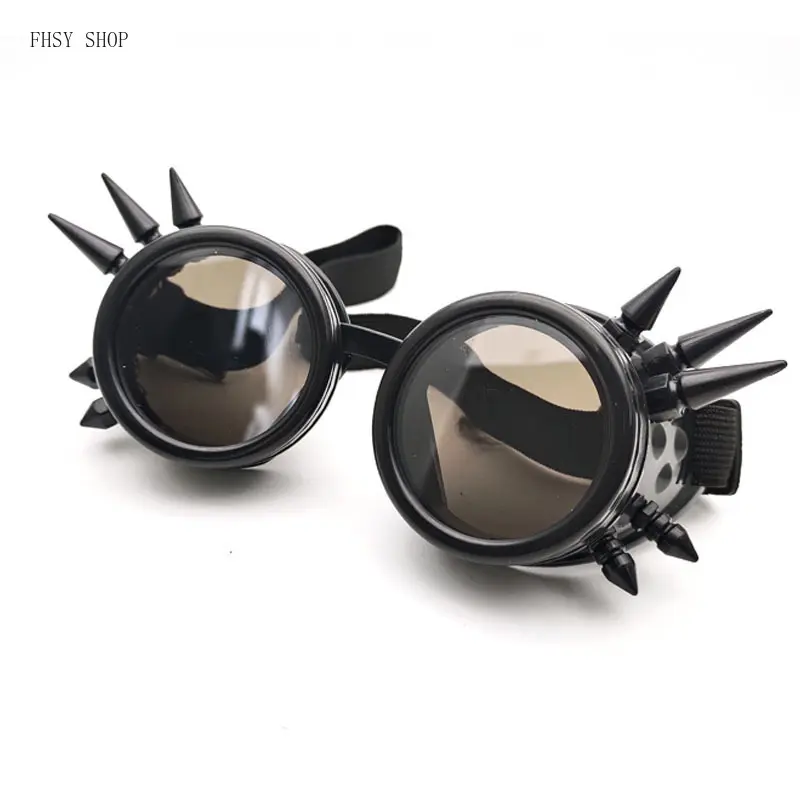 Steampunk Spiked UV400 Protection Statement Frame Glasses, Unisex Gothic Metallic Frame Accessories, Cyberpunk Cosplay Role Play Props for Parties, Halloween, Sun Protection, Plain, Uv Prevention