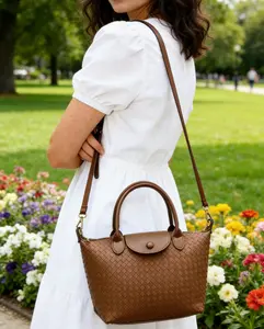 Woven Embossed Eynthetic Leather  for Women With Adjustable Shoulder Strap Daily Bag lightweight handbag solid crossbody bag