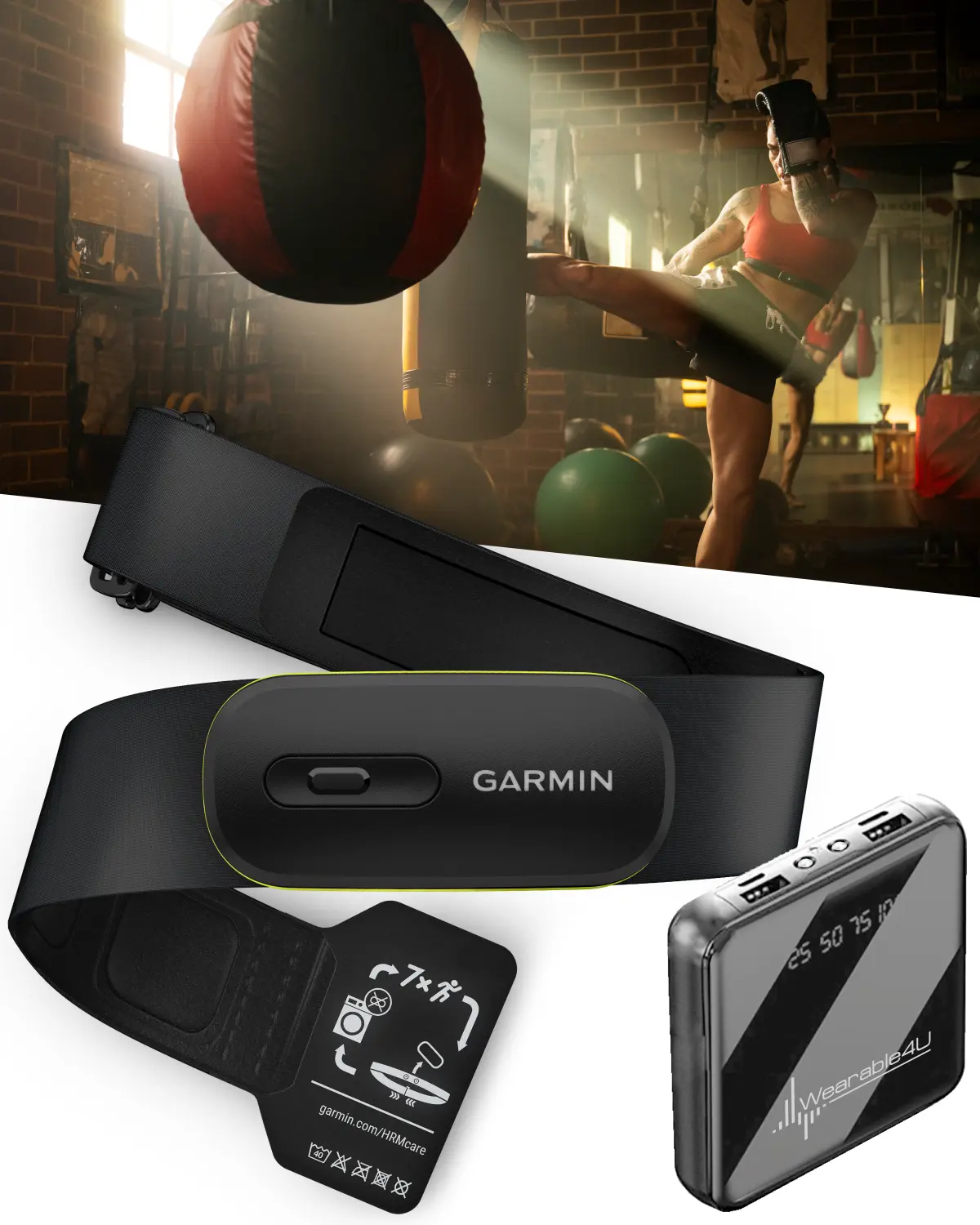 Garmin HRM 600 Premium Adjustable Rechargeable Heart Rate Monitor with Running Dynamics (XS-S; M-XL) for Athletes, Sync-Compatible with Garmin Smartwatches & Cycling Computers, Wearable4U Workout Bundle