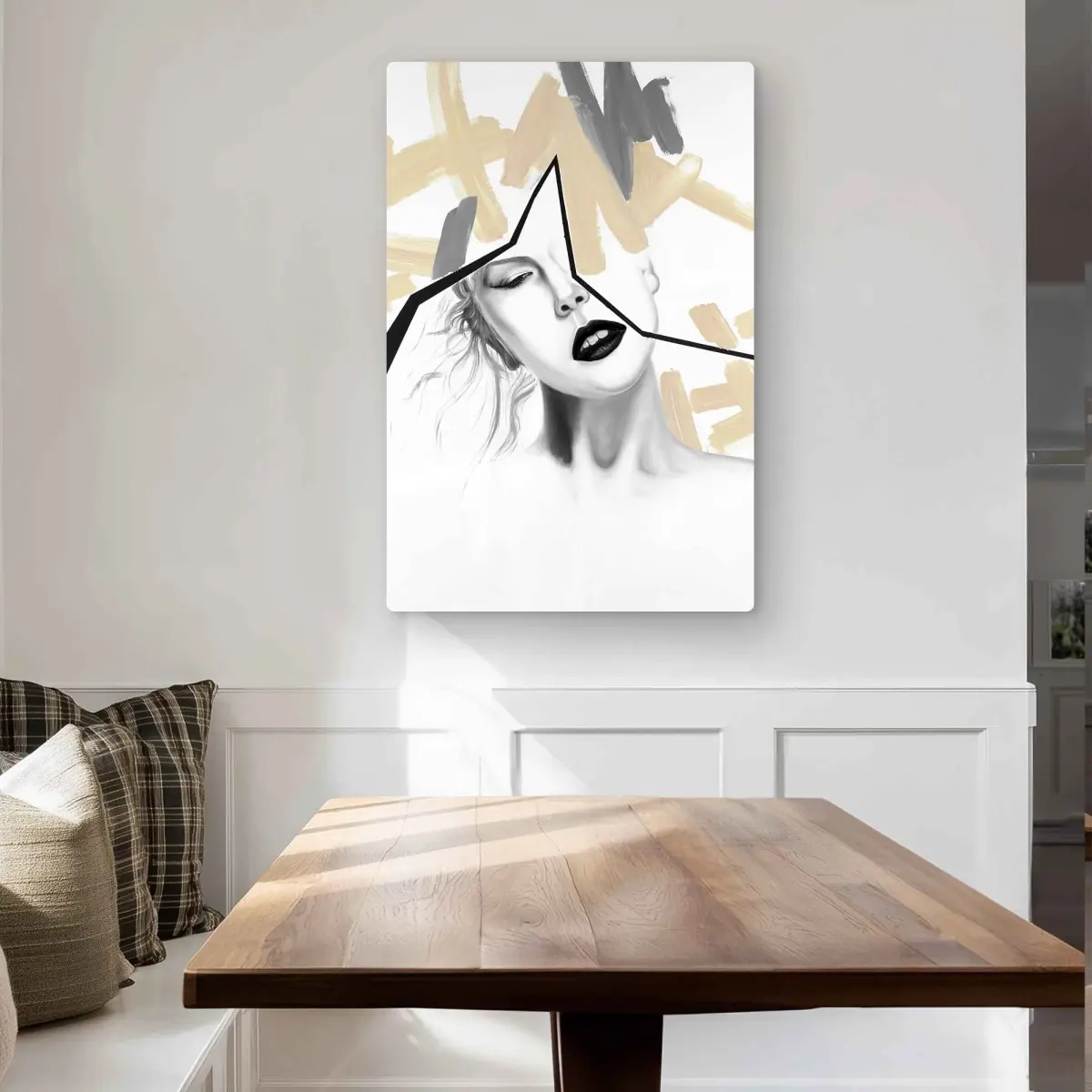 Begin Home Decor C1MP2436T8W3YT 24 x 36 in. Divided Woman - Living Room Pop Art Metal Print Wall Art for Decor