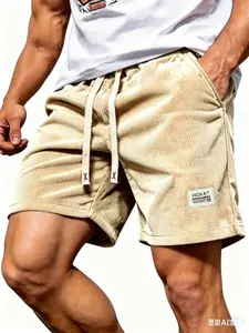 Men's Corduroy Drawstring Shorts, Lightweight Breathable Casual Shorts for Summer Daily Wear & Lounge