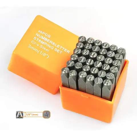 Professional 36 count. Steel Metal Stamping Tool Set,(1/8") 3mm,Steel Number and Letter Punch Set,Alloy Steel Made HRC 58-62 for  Craft Stamping.