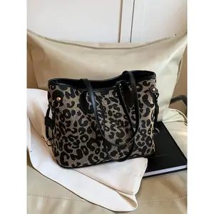 Fashion Leopard Pattern Shoulder Bag, Casual Large Capacity Tote Bag for Women, Trendy All-match Bag for Daily Use