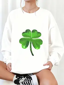 Fashion Outfits patricks day  Clover lucky leaves clover Festival Iron-On Patches Heat Press Letters Large Size for Backpacks Jackets Custom Embroidered Design