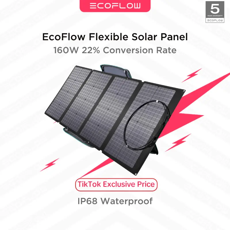 EcoFlow Portable Solar Panels, Foldable Solar Charger with Adjustable Kickstand, Waterproof IP68 for Outdoor Camping RV Off Grid System