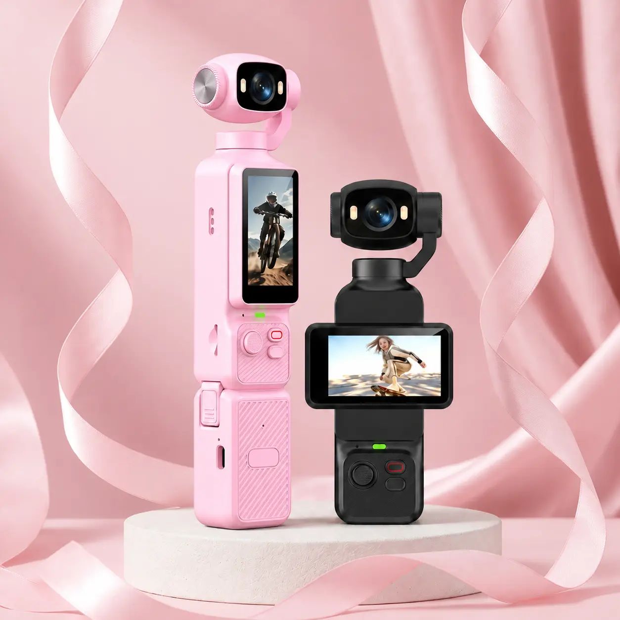 Handheld Pocket Vlogging Camera with Charging Dock – 1080P Recording, 180° Gimbal Lens, 32GB Memory Card, Portable Mini Action Camcorder for Travel & POV Shooting