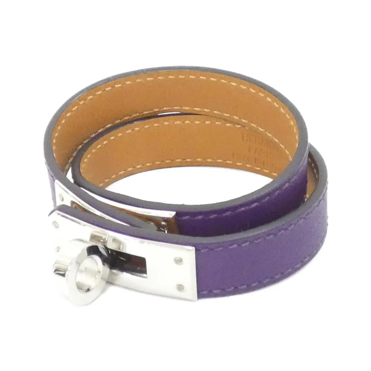 Pre-owned HERMÈS Calfskin Small Leather Goods Hermes Kelly Double Tour Swift Bracelet