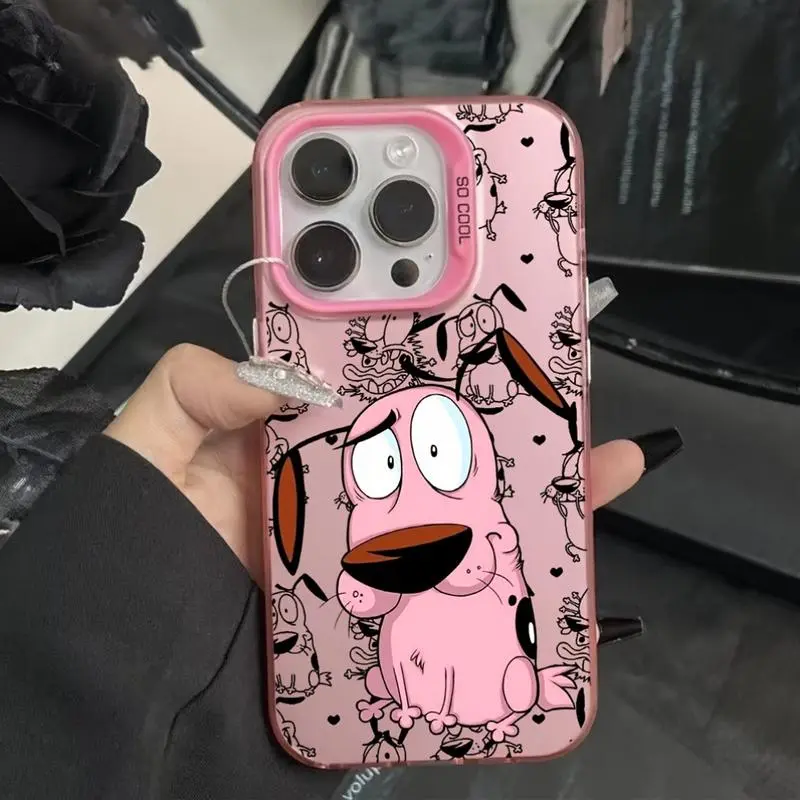 Cartoon Courage the Cowardly Dog Smartphone Case - Shockproof Anti-Drop Frosted Back Cover for iPhone 17,16,15,14,13,12,11 Pro Max,X,XSMAX,8,7 Plus - Protection Accessories, Gift Ready Item