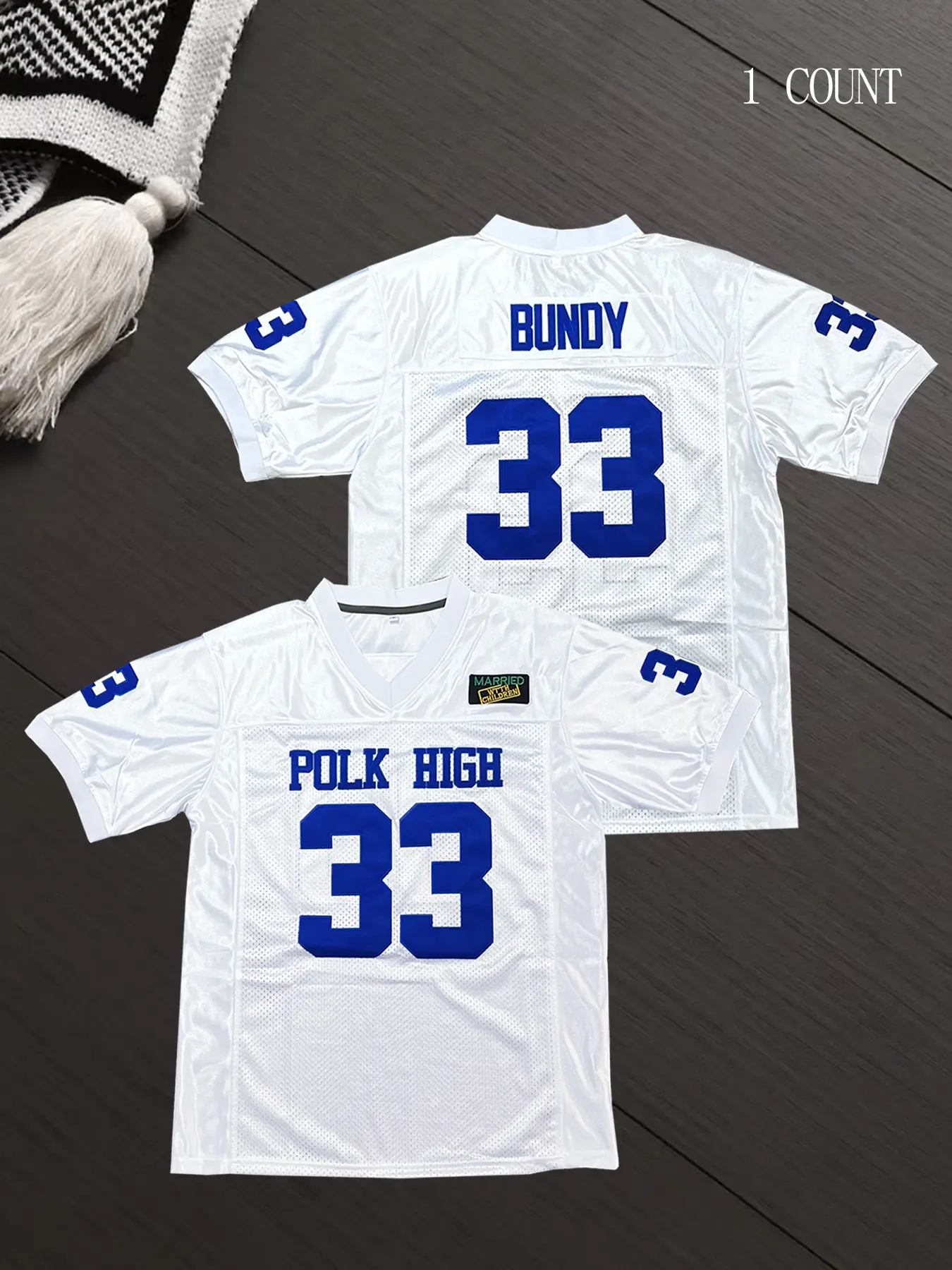 Al Bundy 33 Polk High Football Jersey for Men S-XXXL White/Blue Casual Sports Style Jersey