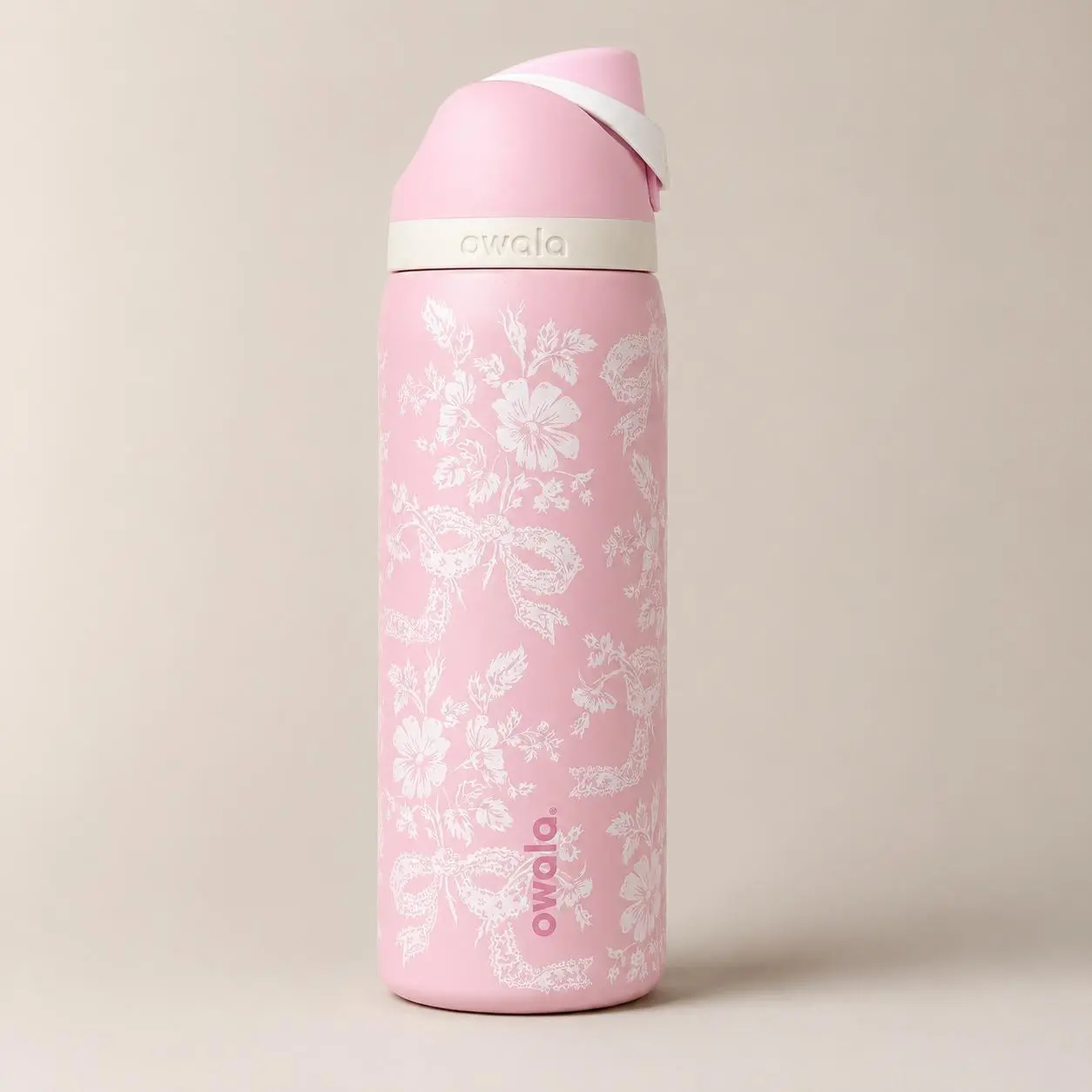 Owala Pink Ribbon Toile 32oz FreeSip  Water Bottle