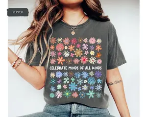 Comfort Colors Celebrate Minds of All Kinds Shirt, Mental Health Awareness Shirt, Teacher Appreciation, Relaxed Fit, Casual Graphic Tee