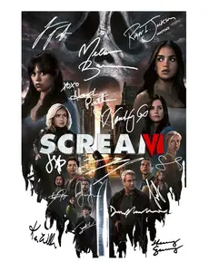 Scream VI, Scream 6 - Reproduction/Preprint Signed Autographed Photo, Melissa Barrera, Jenna Ortega, Courteney Cox, Jasmin Savoy Brown, Mason Gooding, Hayden Panettiere, Josh Segarra, Jack Champion, Liana Liberato, Tony Revolori (8 x 12 inches)
