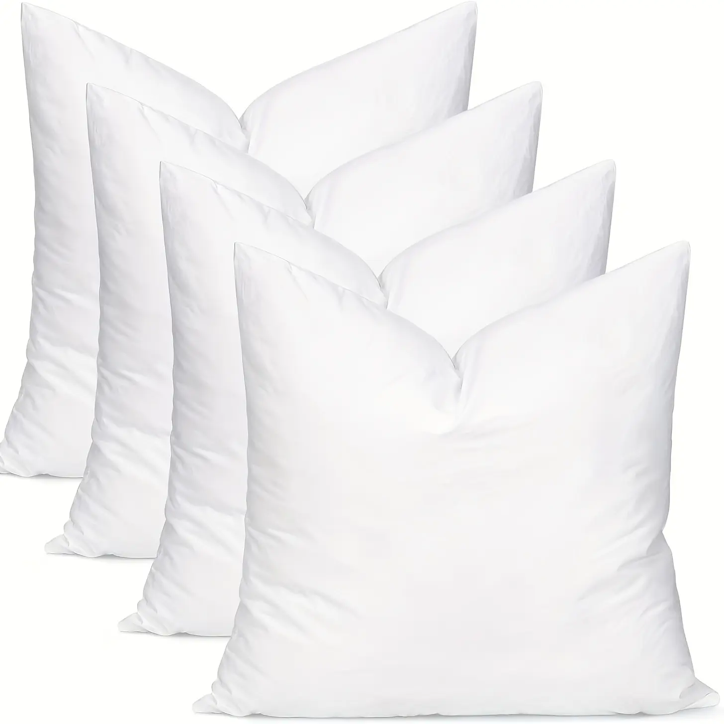Plain Square Pillow Inserts (1/2/4 Pack Options) - Hypoallergenic Fiber Fill, White Cushion Inserts for Indoor Outdoor Sofa, Bed Decor