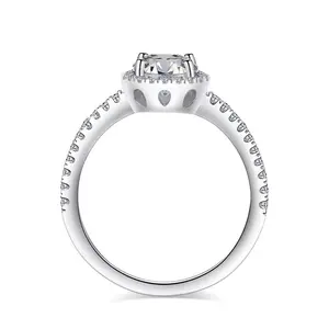 Eleanor Engagement Wedding Halo Moissanite Ring With Micro Pave Side Stones 1 Carat