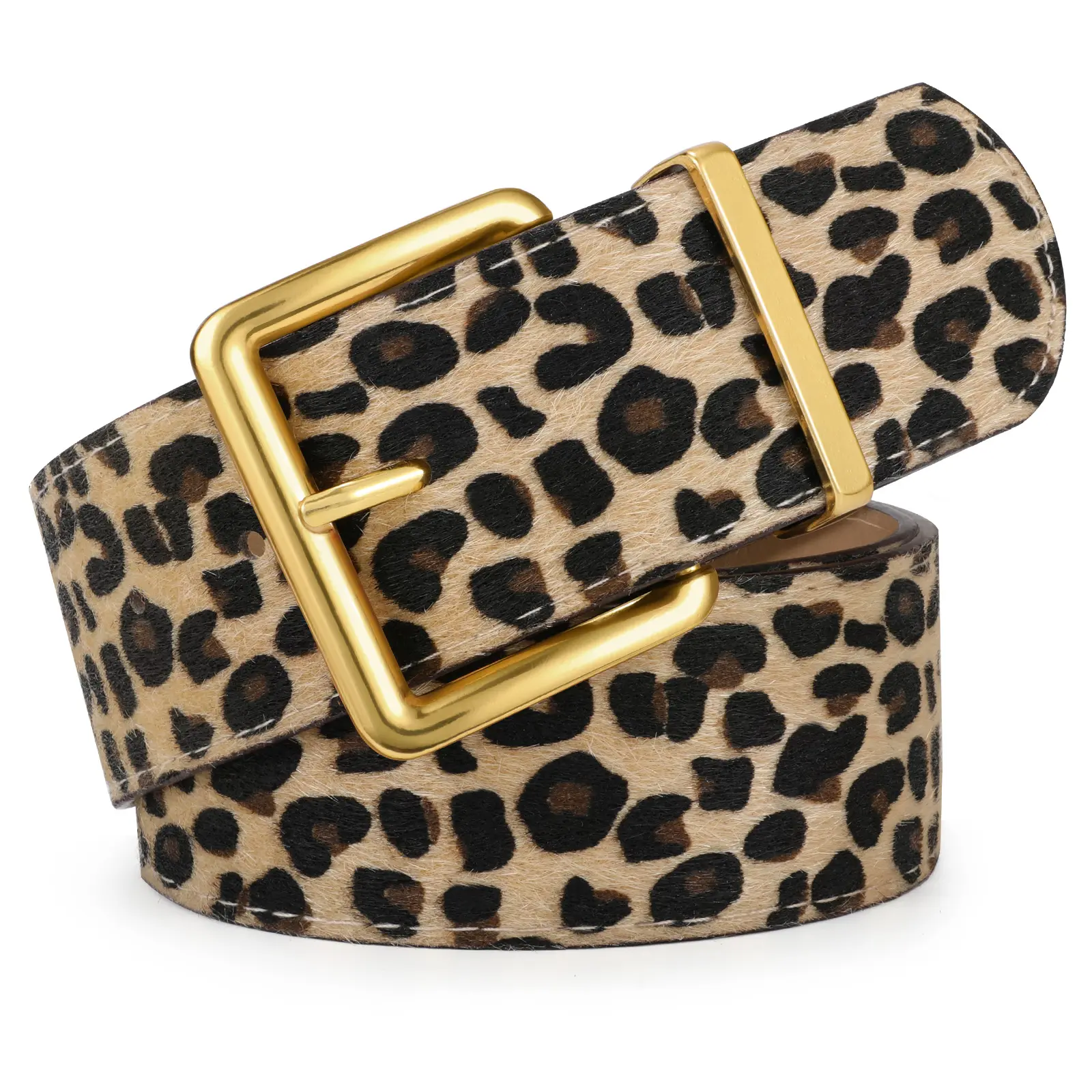 JASGOOD Women Wide Chunky Belt for Dresses Fashion Thick Suede Belt with Gold Buckle