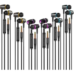 Earbuds Wired with Microphone Pack of 6, in-Ear Headphones,Noise Isolating, Heavy Bass, Earphones Compatible with , iPod, iPad, MP3, , and  3.5mm Jack (Black)