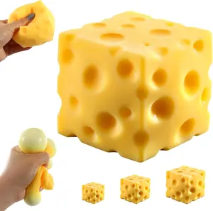 Jumbo 4.3-Inch Cheese Cube Squishy Stress Relief Toy