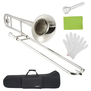 Professional Bb Alto Trombone for Beginners - Nickel-Plated Brass with Hard Case, Mouthpiece, Cloth & Gloves - Accurate Tone & Powerful Sound