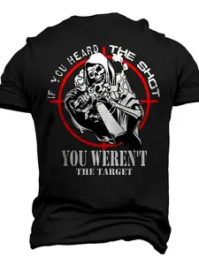 Men'S Tactical Sniper Graphic T-Shirt - 3D Print Black "If You Aren'T The You Weren'T Selected Today" Design Short Sleeve Round Neck All-Season Wear Tactical Apparel 3D Graphic Tee Casual Loose Fit Gun T Shirt