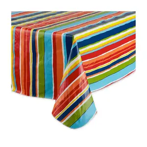 Desing Imports Summer Stripe Vinyl Tablecloth 60x102