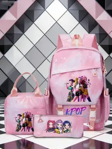 Huntrix Girl Backpack Set 3pcs, Student School Bag with Lunch Bag and Pencil Case, Cute Cartoon Teenage Girls Backpack for School Travel