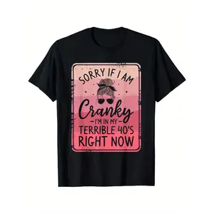 Womens Funny Graphic T Shirt Cotton Short Sleeve Crewneck Tee Cranky Saying Quote Shirt For Women Turning 40 45 50 Birthday Gift Casual Everyday Outfit