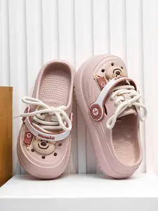 Valentine's Gift Women's Stylish Wooden Clogs with Tie Design, Comfortable Beach Sandals for Outdoor Use, High Heel Slip Ons Slipper for Gardening