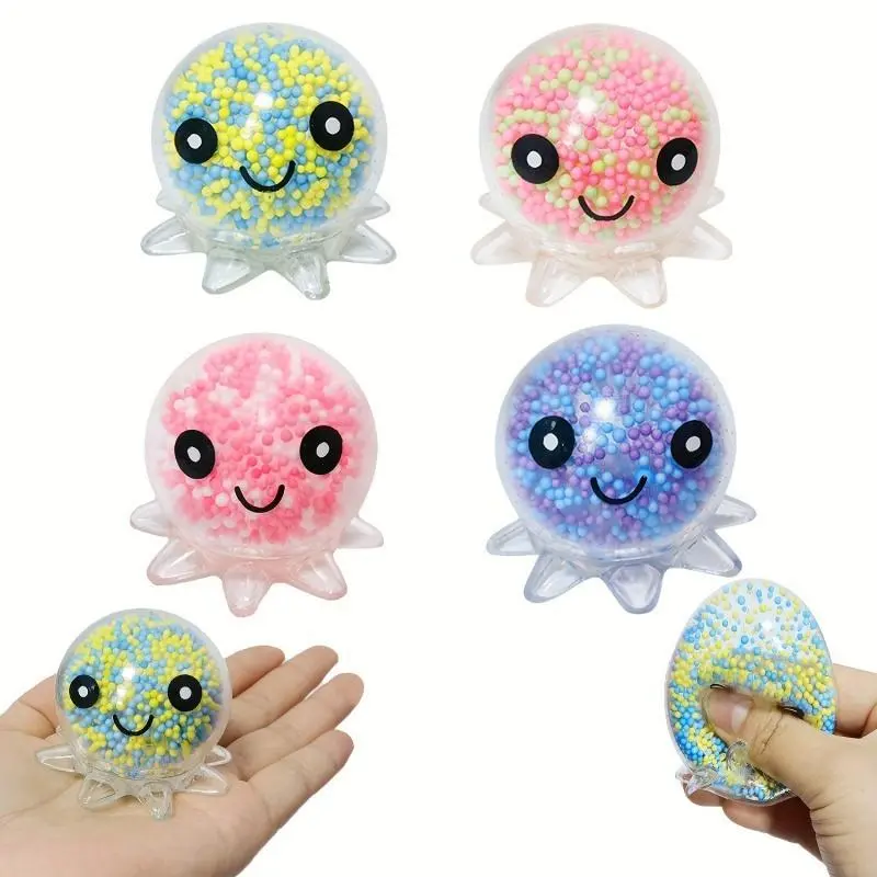 Random 1pcs TPR Glowing Squid Vent Ball Squishy Bubble Stress Relief Toy - Squeeze Octopus Decompression Toy for 3-4 Years Old Children’s Development